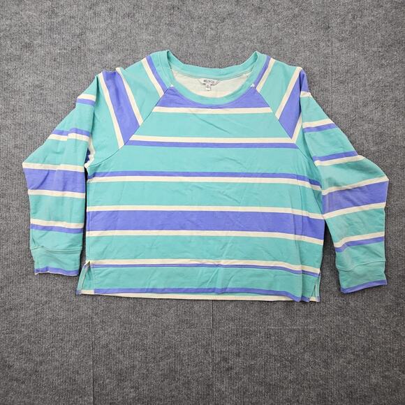 Wildfox Sweater Womens XL Blue Green Striped Crewneck Pullover Lightweight Top - Picture 1 of 7